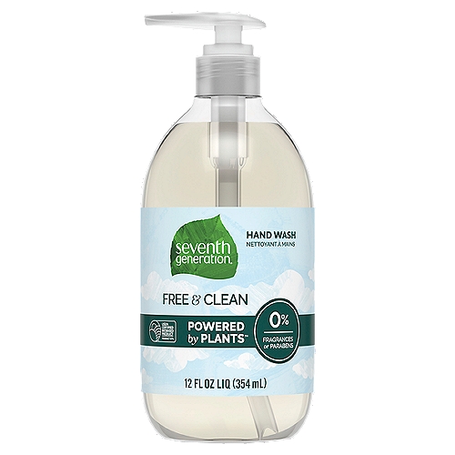 Seventh Generation Hand Soap Free & Clean 12 oz
After 25 years of innovation, we've learned a thing or two from plants: they can clean up our world while being kind to our families. Seventh Generation plant-based Free & Clean Hand Wash gets the job done with no dyes, no fragrances, no triclosan, and no phthalates. Life is complicated. Choosing a liquid hand soap should be simple. The gentle plant-based formula in Seventh Generation Hand Wash is made with renewable cleaning ingredients that leave hands clean, soft and refreshed. Everything should be this easy.
At Seventh Generation we do business differently. We believe our products are healthy solutions for use within your home-and for the community and environment outside of it. We are always evaluating how to reduce their environmental impact, increase performance and safety, and create a more sustainable supply chain. We believe it is our responsibility to set a course for a more mindful way of doing business, where companies act as partners with other stakeholders to create a brighter future for the whole planet. Seventh Generation is proud to be a Certified B Corporation. B Corps are certified to be better for workers, better for communities, and better for the environment. By choosing Seventh Generation products, you're joining us in nurturing the health of the next seven generations.