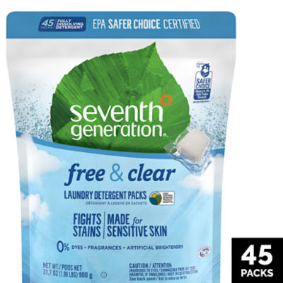 Seventh Generation Laundry Detergent Packs Free & Clear 45 count