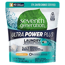 Seventh Generation Ultra Power Plus Fresh Citrus Laundry Detergent Packs, 42 count, 29.6 oz