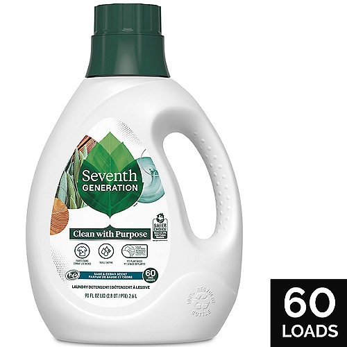 Seventh Generation Sage & Cedar Scent Laundry Detergent, 60 loads, 90 fl oz liq
Seventh Generation Laundry Detergent is tough on stains but gentle to your world. With no dyes, artificial brighteners or synthetic fragrances, our laundry detergent liquid gives you great results in HE and standard machines and works in all water temperatures. This laundry soap, made with plant-based ingredients, is a USDA Biobased 97%. The Sage and Cedar scent is derived from 100% essential oils and botanical extracts, leaving your laundry fresh and clean without harsh chemicals. For more than 25 years, Seventh Generation has been thoughtfully formulating safe and effective plant-based products that work. Really well. As a leading green laundry detergent manufacturer, we are proud to make biodegradable and EPA Safer Choice detergents. You may also notice a cute Leaping Bunny seal on our products. That means we never test our products on animals and our products do not contain animal-based ingredients. We design our products to be safe for people, their homes, and the environment.
Based in Vermont, Seventh Generation is proud to be a B Corporation. B Corps are to be better for workers, better for communities, and better for the environment. By choosing Seventh Generation washing detergent and dryer sheets products, you're joining us in nurturing the health of the next seven generations.