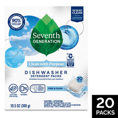 Seventh Generation Free & Clear Dishwasher Detergent Packs, 20 count