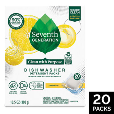 Seventh Generation Dishwasher Detergent Packs Lemon scent 20 count