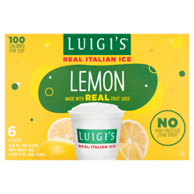 Luigi's Lemon Real Italian Ice, 6 fl oz, 6 count, 6 Each