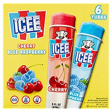 Icee Cherry and Blue Raspberry Freeze Tubes, 3 fl oz, 6 count, 18 Fluid ounce