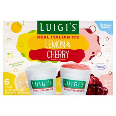 Luigi's Lemon & Cherry Real Italian Ice, 4 fl oz, 6 count