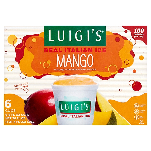 Luigi's Mango Real Italian Ice, 6 fl oz, 6 count