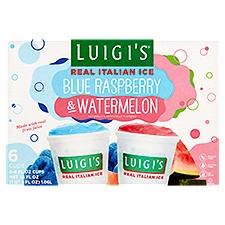Luigi's Blue Raspberry Watermelon Real Italian Ice, 6 fl oz, 6 count, 36 Fluid ounce
