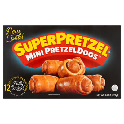 SuperPretzel Pretzel Dogs Original Soft, Pretzel Mini Beef Hot Dogs