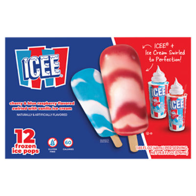 Icee Cherry & Blue Raspberry Flavored Swirled with Vanilla Ice
