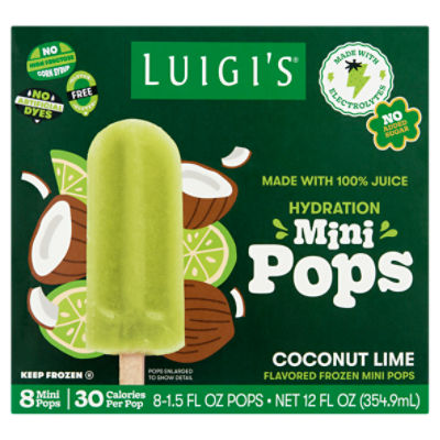 Luigi's Coconut Lime Flavored Frozen Hydration Mini Pops, 1.5 fl oz, 8 count