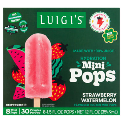 Luigi's Strawberry Watermelon Flavored Frozen Hydration Mini Pops, 1.5 fl oz, 8 count