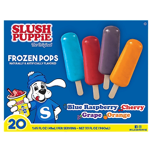 Slush Puppie The Original Frozen Pops, 1.65 fl oz, 20 count