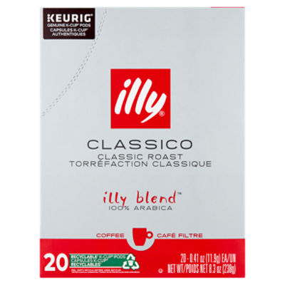 illy Classico Classic Roast 100% Arabica Coffee K-Cup Pods, 0.41 oz, 20 count