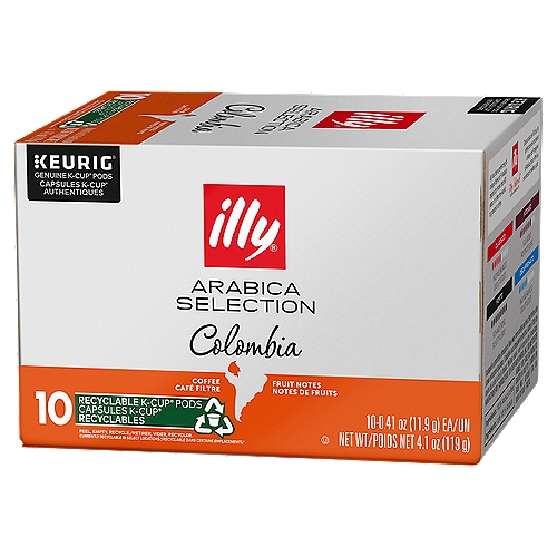 Illy Arabica Selection Colombia Coffee K-Cup Pods, 0.41 oz, 10 count
