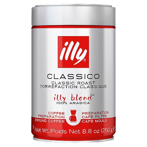 illy Classico Classic Roast Preparation Ground Coffee, 8.8 oz
illy blend™

Classico - Classic Roast: Mild and Balanced
Intenso - Bold Roast: Full-Bodied
Forte - Extra Bold Roast: Rich and Strong
Decaf - Classic Roast: Mild and Balanced