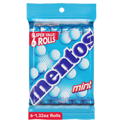 Mentos Chewy Mint Candy Roll, Mint, Party, Non Melting, 1.32 ounces, 14 pieces (Pack of 6)