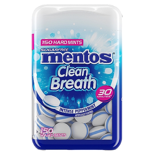 Mentos Clean Breath Intense Peppermint Sugarfree Hard Mints, 150 count