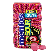 Mentos Sour Strawberry Sugarfree Gum, 28 count