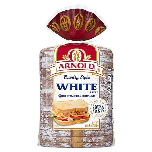Arnold Country Style White Bread, 8 oz
Soft, old fashioned country style breads. No high fructose corn syrup. No trans fat.