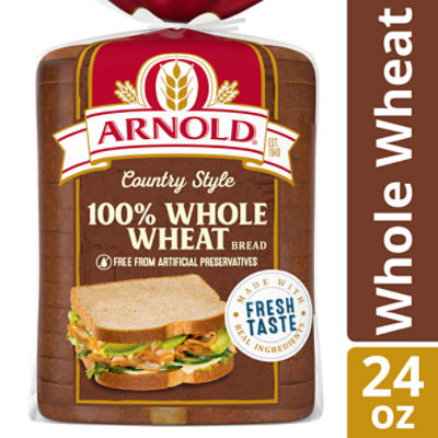 Arnold Country Style 100% Whole Wheat Bread, 1 lb 8 oz, 24 Ounce