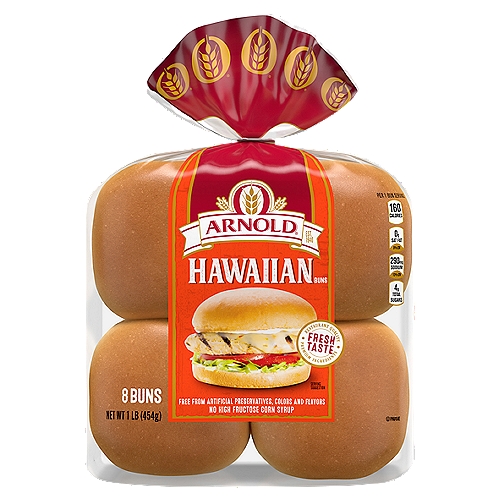 Arnold Sweet Hawaiian Sandwich Buns, 8 Buns, 16 oz