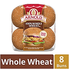 Arnold 100% Whole Whole Wheat Buns, 8 count, 1 lb, 16 Ounce