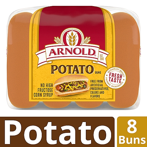 Arnold Potato Hot Dog Buns, 8 count, 1 lb
8 Pre-sliced potato Hot Dog Buns. Baked with Premium Ingredients and Free from Artificial colors, flavors and preservatives.