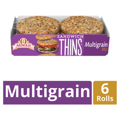 Arnold Multigrain Sandwich Thins Rolls, 6 count, 12 oz, 12 Ounce