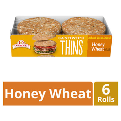 Arnold Honey Wheat Sandwich Thins, 6 count, 12 oz, 12 Ounce