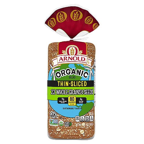 Arnold Organic Thin-Sliced 22 Grains & Seeds Bread, 1 lb 4 oz
We searched near and far for 22 grains & seeds for this crunchy loaf. Find flaxseed, chia, and ancient grains in every thin-cut slice. It's so deliciously real that you'll be proud to say: This is my bread!