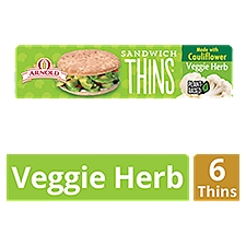 Arnold Veggie Herb Pre-Sliced, Sandwich Thins Rolls, 12 Ounce