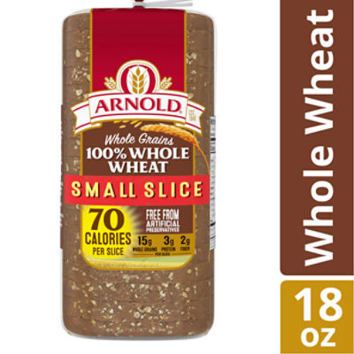 Arnold 100% Whole Wheat Small Slice Bread, 2 oz, 18 Ounce
