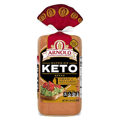 Arnold Superior Κeto Bread, 1 lb 4 oz
Giving up bread is hard for those who love their keto lifestyle. But now you no longer have to with delicious Arnold Keto bread, made with premium quality ingredients & 3 grams of net carbs per serving!

11g Total Carbs - 8g Dietary Fiber = 3g Net Carbs per 1 Slice Serving