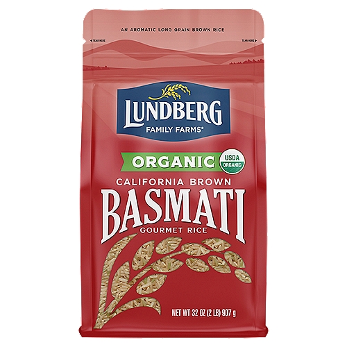 Lundberg Family Farms 2LB OG CALIFORNIA BROWN BASMATI RICE
California Brown Basmati has always been a family favorite for its whole grain goodness, versatility, and pleasant aroma. This long, thin grain is light and won't clump together when cooked, making it a natural fit for curry, stir-fry, salad, pilaf, and dessert recipes that call for distinct kernels with a fluffy texture.

An Aromatic Long Grain Brown Rice