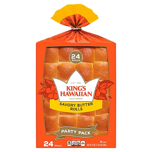 King's Hawaiian Savory Butter Rolls Party Pack, 24 count, 24 oz
