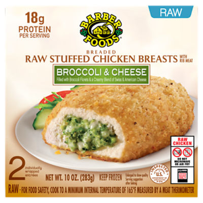 Barber Foods Stuffed Chicken Breasts Broccoli Cheese, 2 Count (Frozen), 10 Ounce