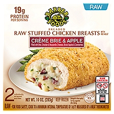Barber Foods Crème Brie & Apple Breaded Raw Stuffed Chicken Breasts with Rib Meat, 2 count, 10 oz