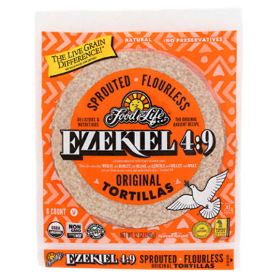 Food For Life Ezekiel 4:9 Sprouted Flourless Original Tortillas, 6 count, 12 oz
