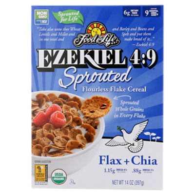 Food For Life Ezekiel 49 Flax + Chia Sprouted Flourless Flake Cereal