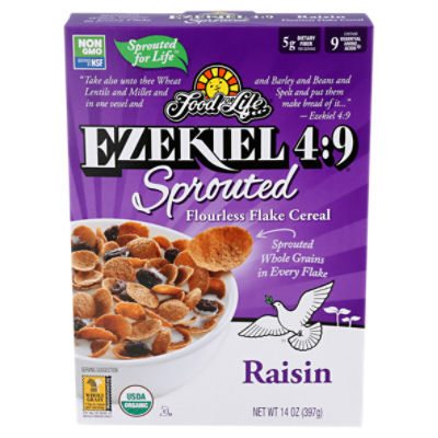 Food For Life Ezekiel 49 Raisin Sprouted Flourless Flake Cereal, 14 oz