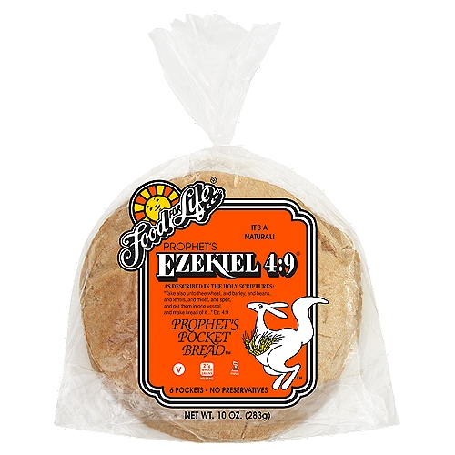 Food For Life Ezekiel 4:9 Prophet's Pocket Bread, 6 count, 10 oz