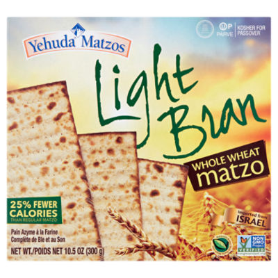 Yehuda Matzos Light Bran Whole Wheat Matzo, 10.5 oz