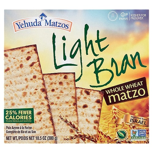Yehuda Matzos Light Bran Whole Wheat Matzo, 10.5 oz