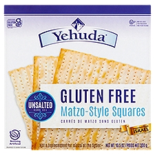 Yehuda Unsalted Gluten Free Matzo Style Squares, 10.5 oz