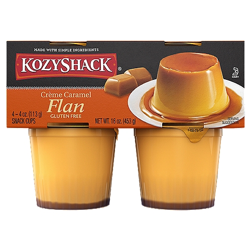 Kozy Shack® Crème Caramel Flan is both absurdly delicious and absurdly easy to make. Just flip the cup upside down. At Kozy Shack, we believe that simple ingredients make for better-tasting pudding and desserts. That's why our tried-and-true recipes use the same quality ingredients you would use in your own kitchen.