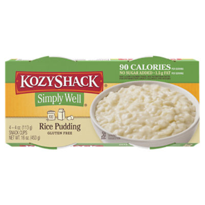 Kozy Shack Simply Well Rice Pudding, 4 x 113g snack cups 