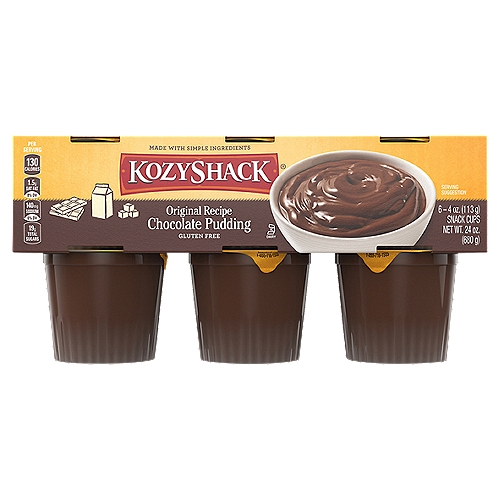 Kozy Shack® Chocolate Pudding is absurdly delicious creamy chocolate, slow simmered to perfection. At Kozy Shack, we believe that simple ingredients make for better-tasting pudding and desserts. That's why our tried-and-true recipes use the same quality ingredients you would use in your own kitchen. No artificial preservatives. Our chocolate pudding doesn't stick around long enough to need preserving.