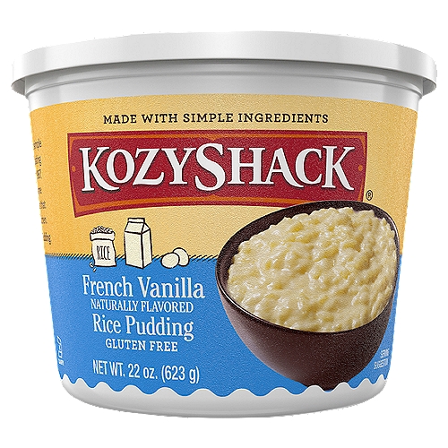 Kozy Shack® French Vanilla Rice Pudding, 22 oz Tub
Say bonjour to the rich vanilla flavor in our French Vanilla Rice Pudding. At Kozy Shack®, we believe that simple ingredients make for better-tasting pudding and desserts. That's why our tried-and-true recipes use the same quality ingredients you would use in your own kitchen, slow-simmered in small-kettle batches.