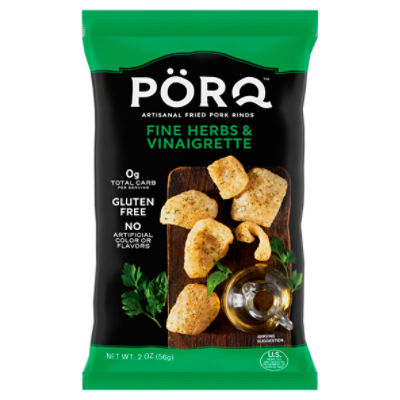 PÖRQ Fine Herbs & Vinaigrette Artisanal Fried Pork Rinds, 2 oz