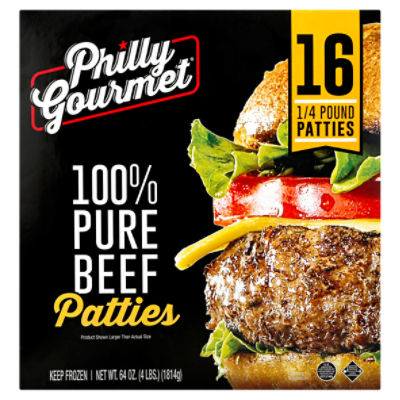 Philly Gourmet 100% Pure Beef Patties, 16 count, 64 oz
